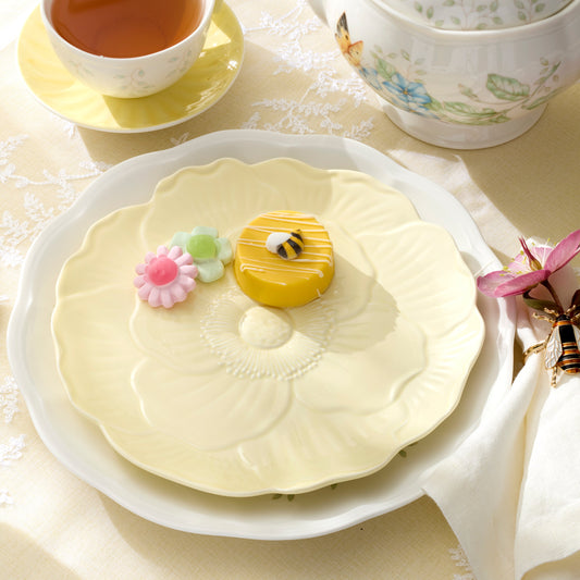 Butterfly Meadow Floral Yellow Accent Plates, Set of 4