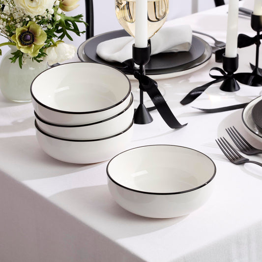 24 Seven Black Rim 12-Piece Dinnerware Set