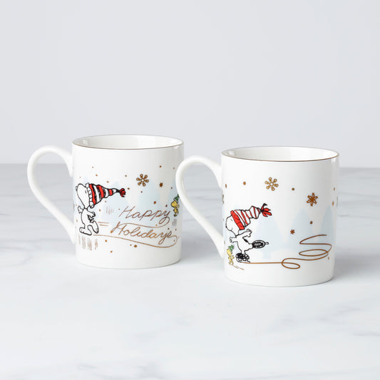 Snoopy Skating Mugs, Set Of 2