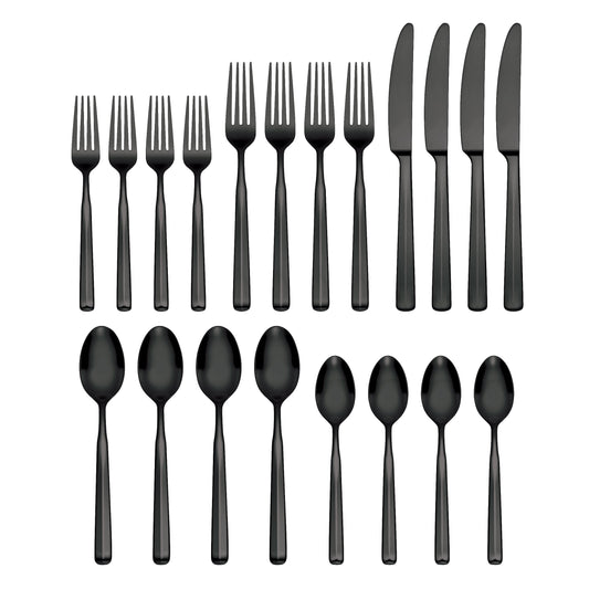 Ryder Black Satin 20-Piece Flatware Set