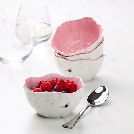 Butterfly Meadow Floral Pink Dessert Bowls, Set of 4