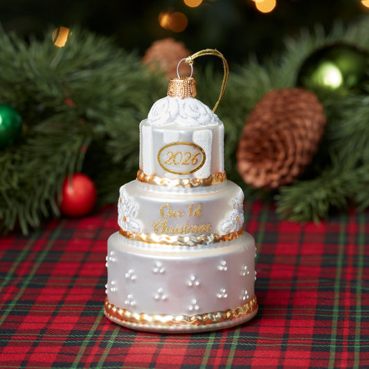2026 Retro Blown Glass Our 1st Christmas Wedding Ornament