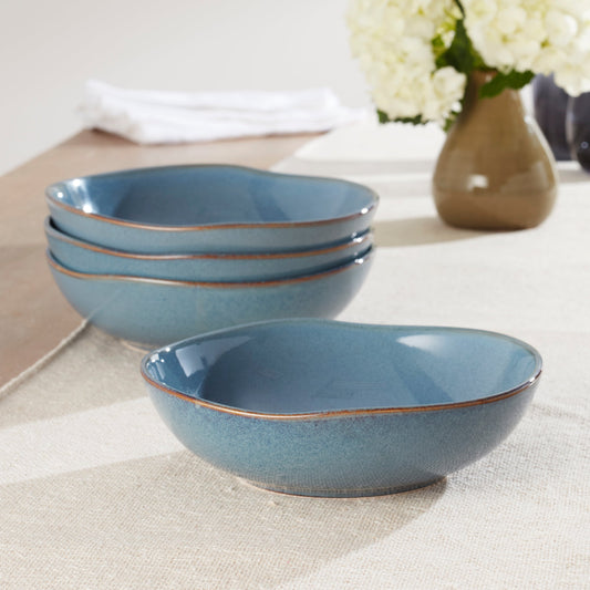 Organic Shades Slate Blue Pasta Bowls, Set of 4