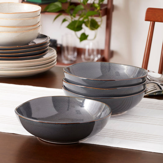 Organic Shades Gray Pasta Bowls, Set of 4