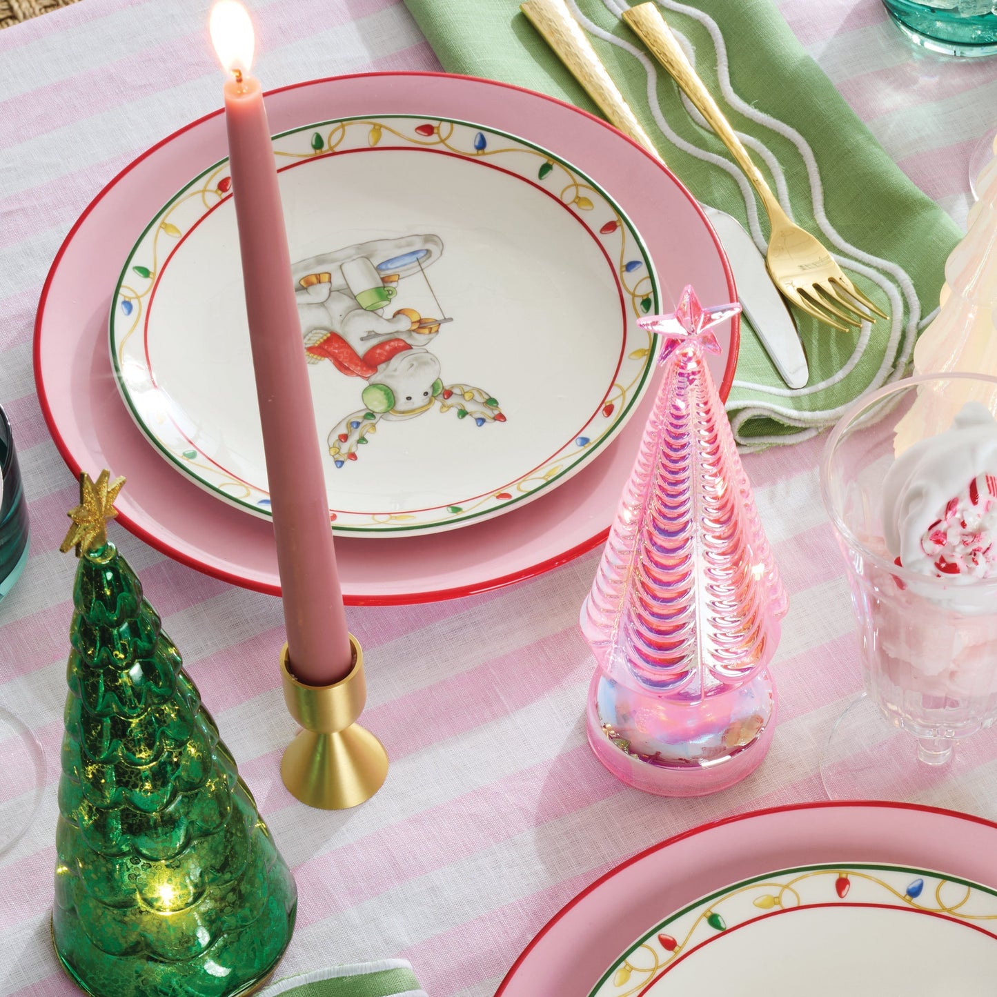 Dipped Rose 12" Taper Candle, Set of 2