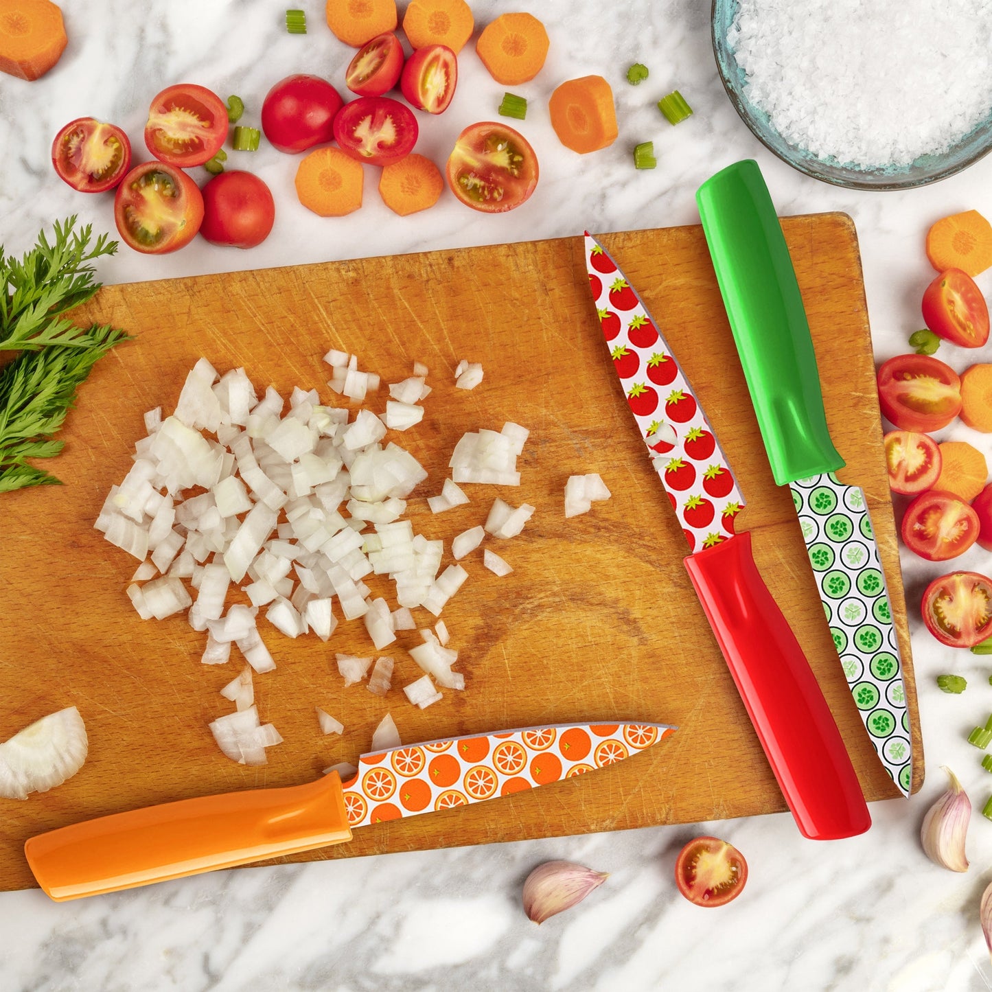Printed Fruit 3-Piece Paring Knife Set