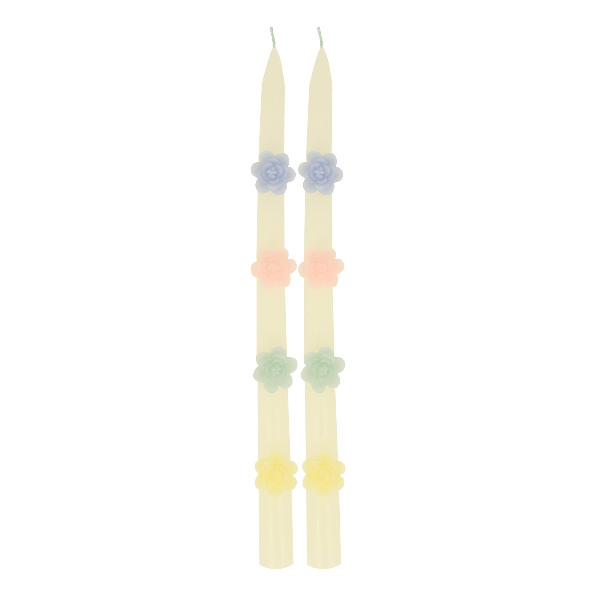 Pastel Flowers Taper Candles, Set of 2