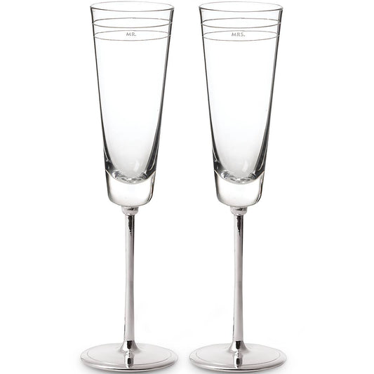 Darling Point Mr. & Mrs. Champagne Flute, Set of 2