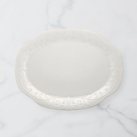 French Perle White Oval Serving Platter