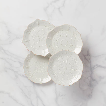French Perle White 4-Piece Dessert Set