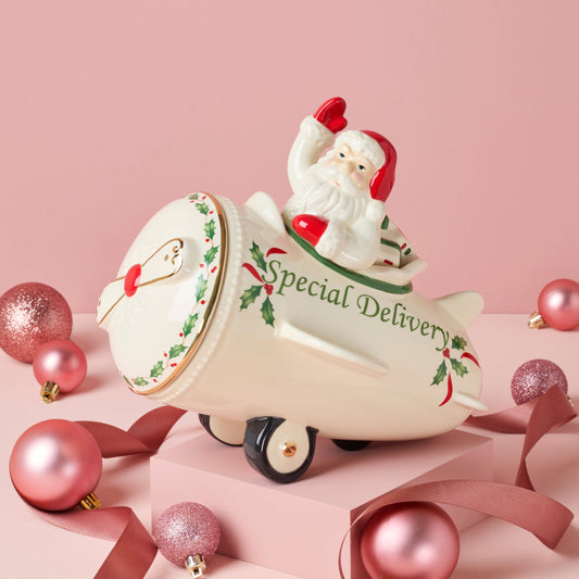Holiday Santa Airplane Cookie Jar