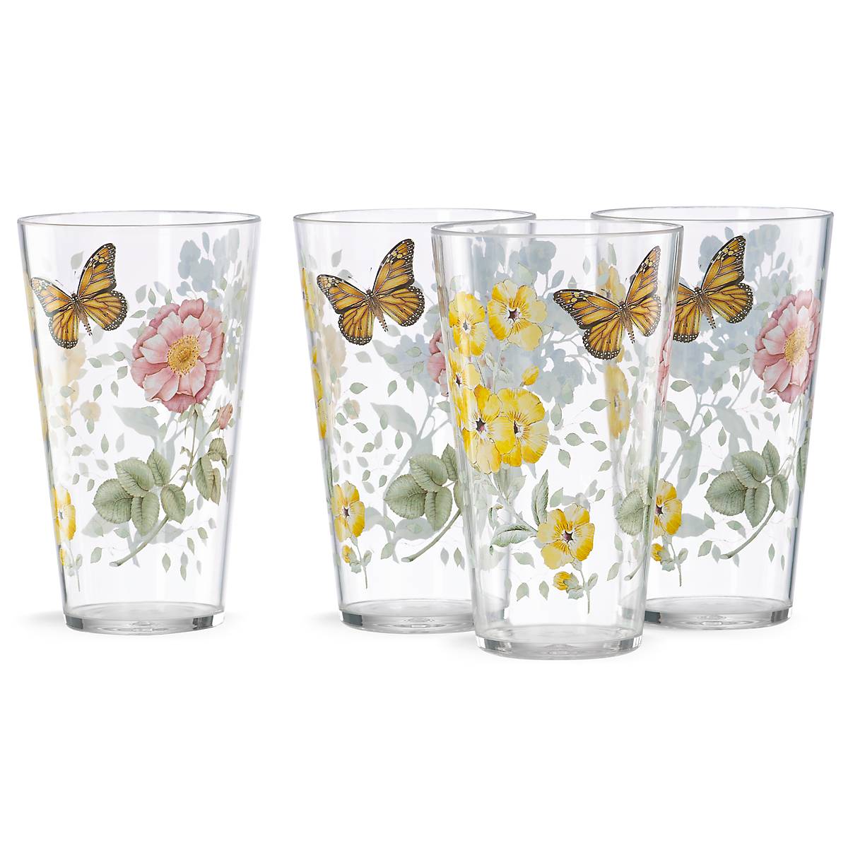 Butterfly Meadow Acrylic Highball Glasses, Set of 4