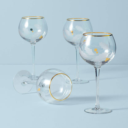 Holiday Gold Balloon Glasses, Set of 4
