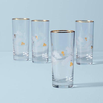 Holiday Gold Highball Glasses, Set of 4