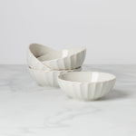 French Perle Scallop White All-Purpose Bowls, Set of 4
