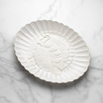 French Perle White Carved Turkey Platter