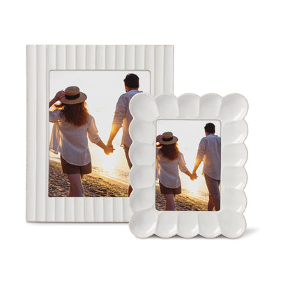 French Perle Scallop White 8x10 Photo Frame
