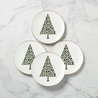 Evergreen Accent Plates, Set of 4