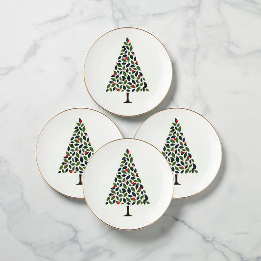 Evergreen Accent Plates, Set of 4