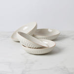 French Perle Groove White Pasta Bowls, Set of 4