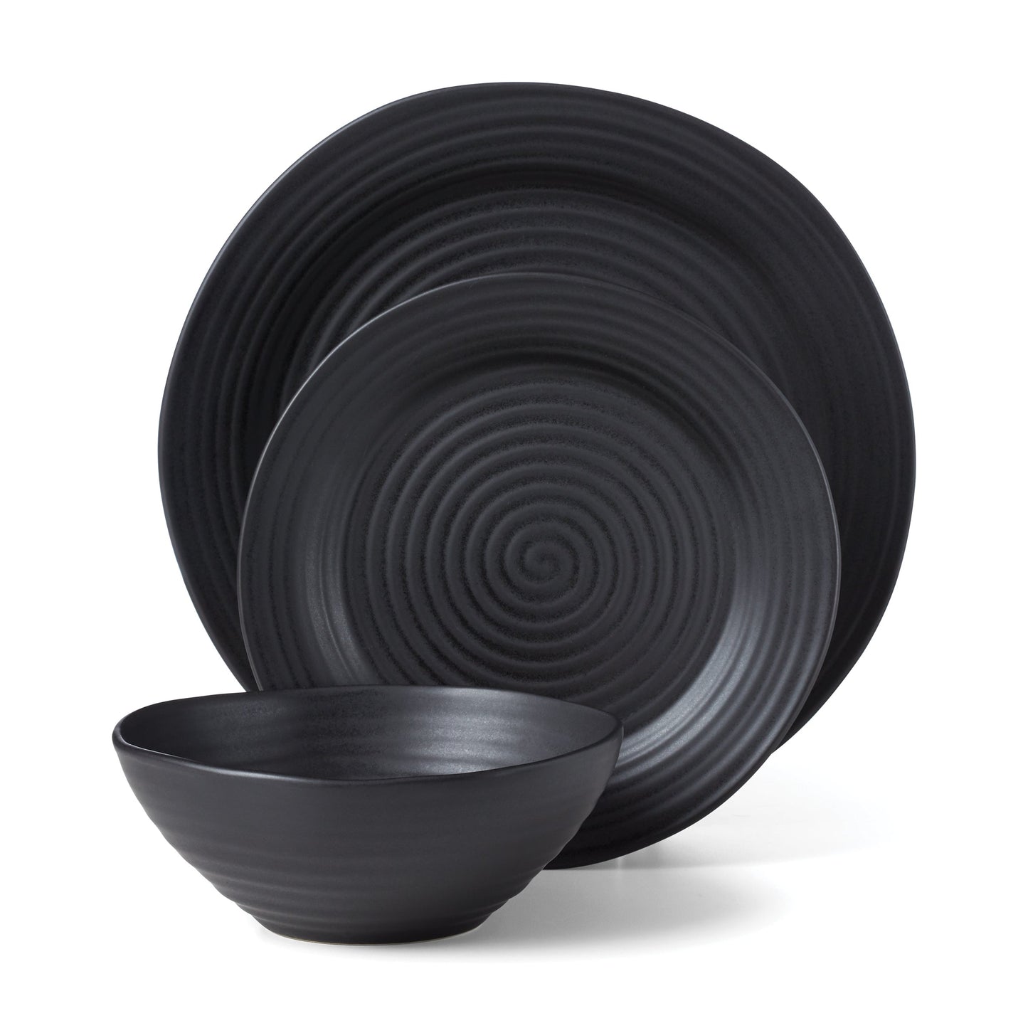 Ridge Black 12-Piece Dinnerware Set