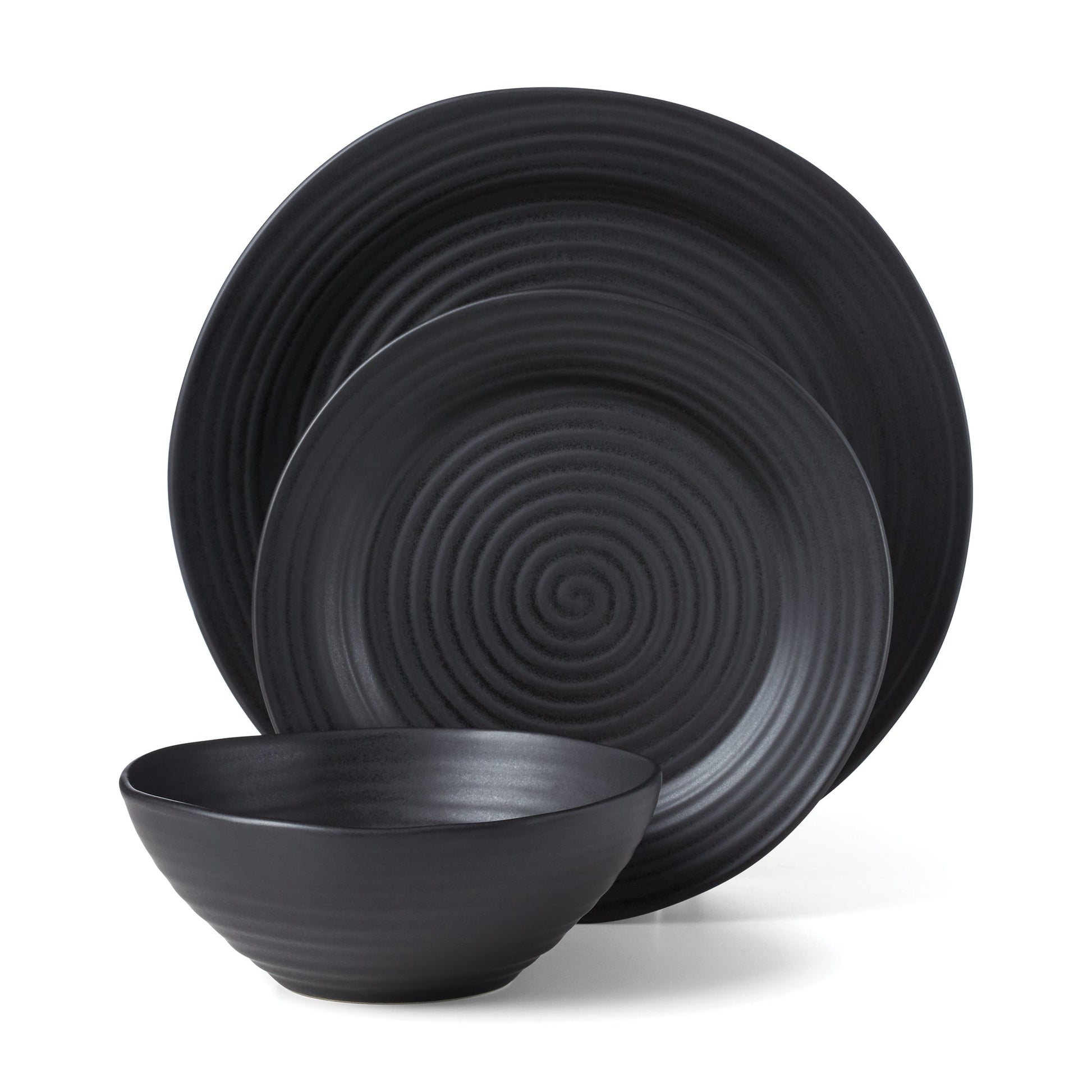 Ridge Black 12-Piece Dinnerware Set