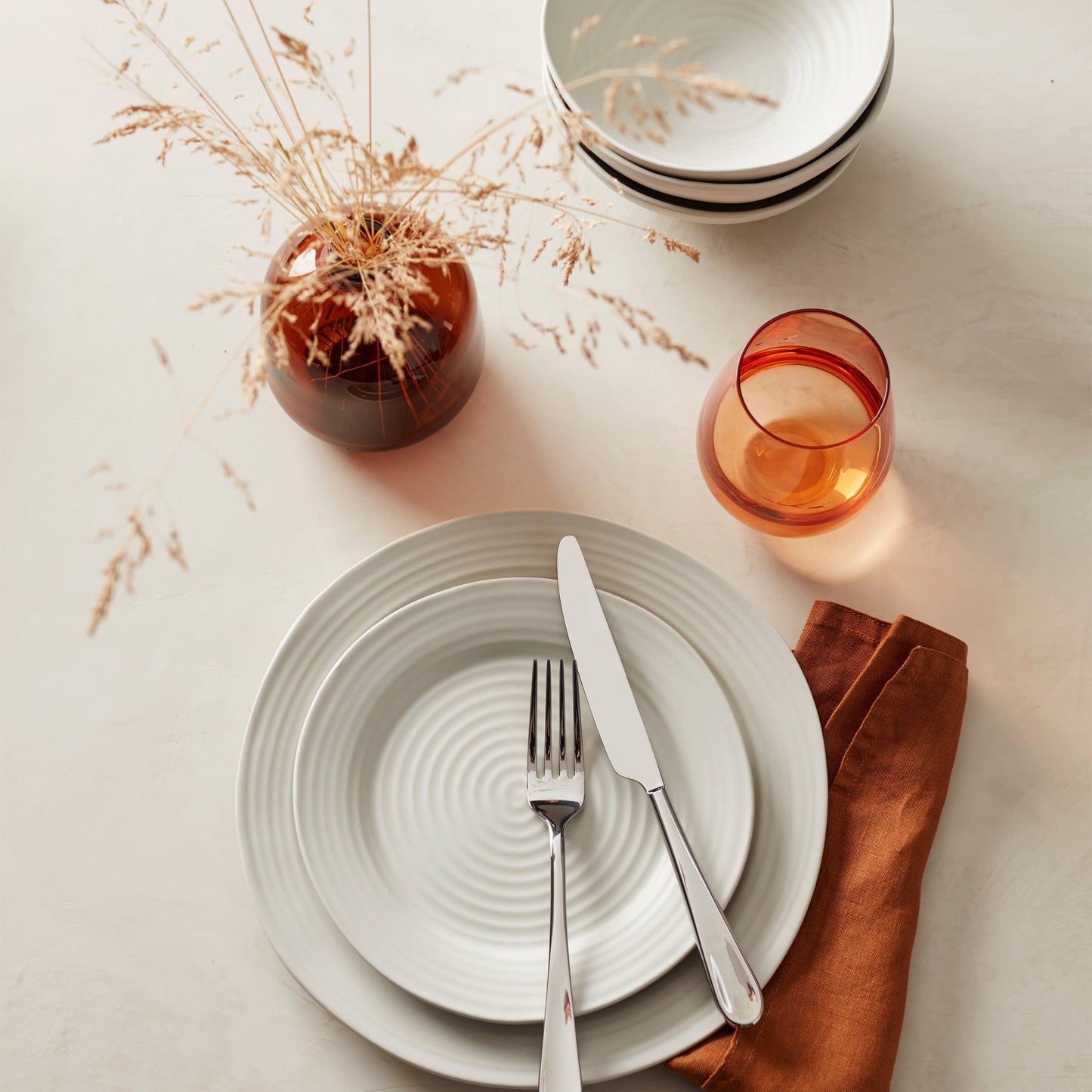Ridge White 12-Piece Dinnerware Set