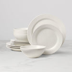 Ridge White 12-Piece Dinnerware Set