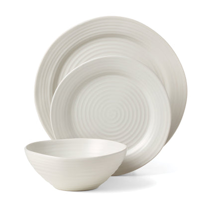 Ridge White 12-Piece Dinnerware Set