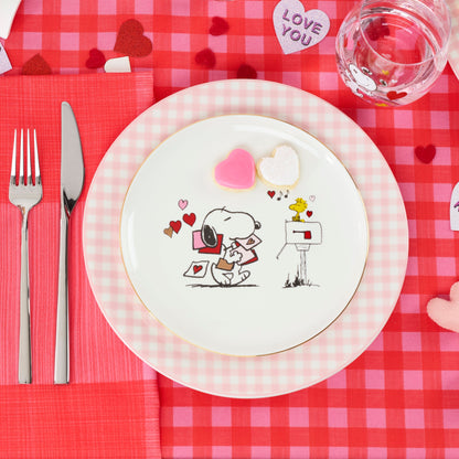 Gingham Pink Dinner Plates, Set of 4