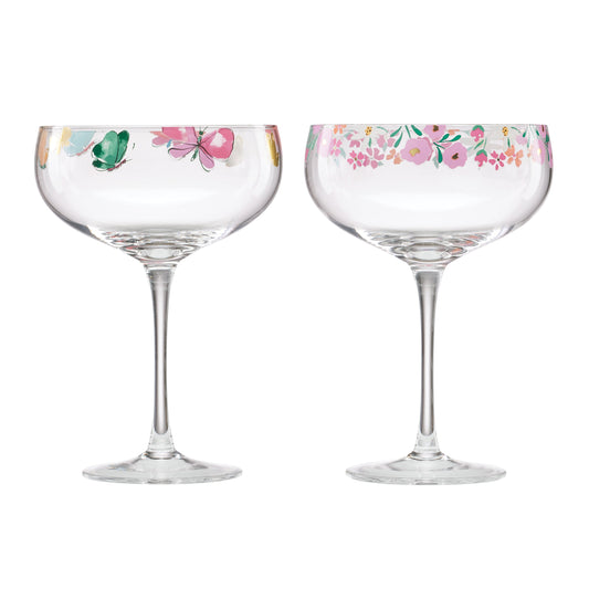 Floral Brights Coupe Glasses, Set of 2