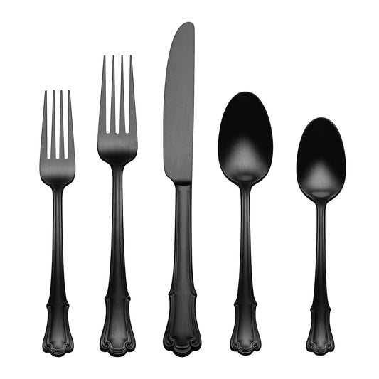 James Street Black Satin 20-Piece Flatware Set