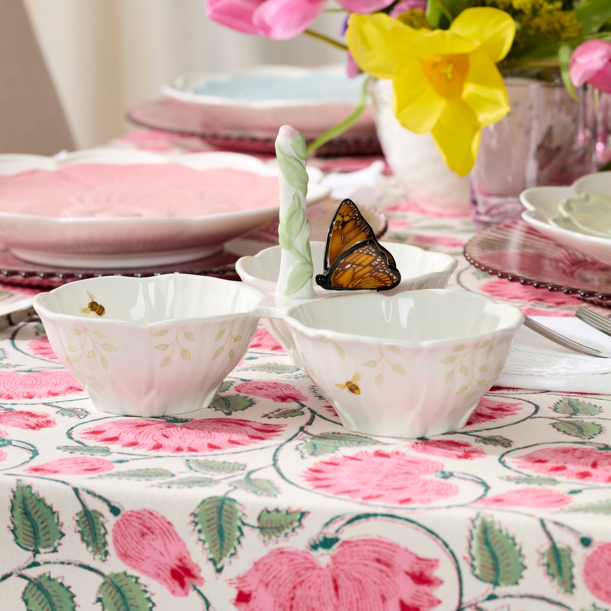 Butterfly Meadow Floral 3-Section Server