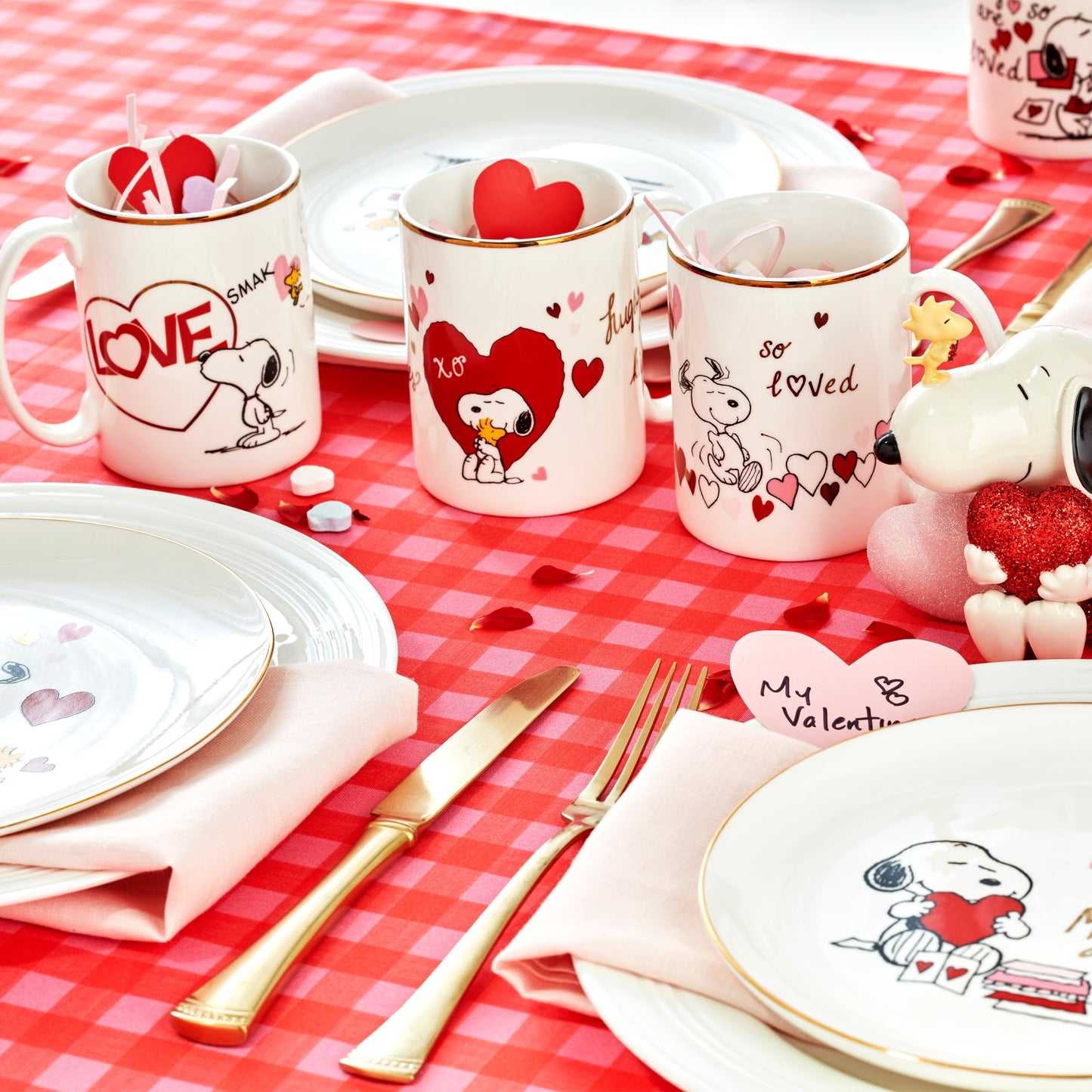 Snoopy Valentine's Day Accent Plates, Set of 4