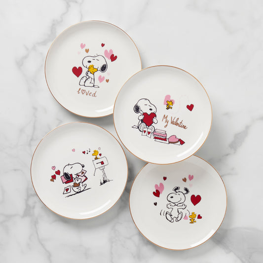 Snoopy Valentine's Day Accent Plates, Set of 4