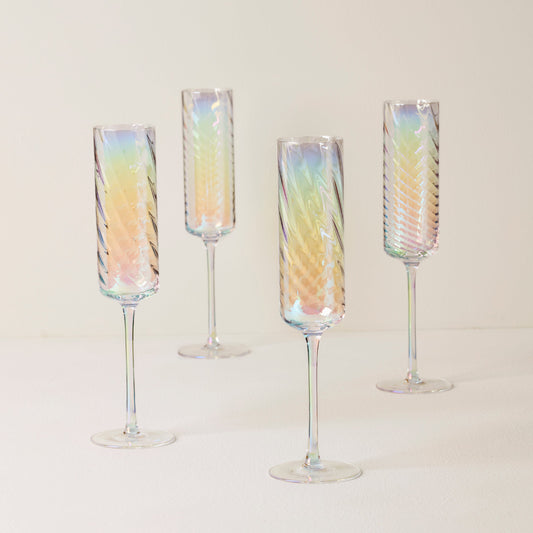 Tuscany Classics Iridescent Flute Glasses, Set of 4