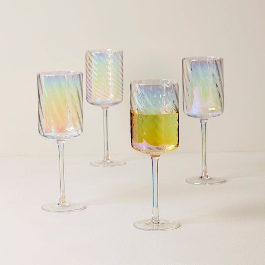 Tuscany Classics Iridescent White Wine Glasses, Set of 4