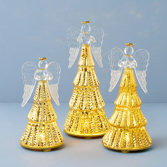 Radiant Light Lit Angel Figurines 3-Piece Set