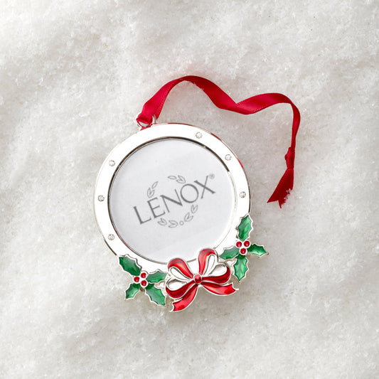 Holly Photo Frame Silverplate Ornament