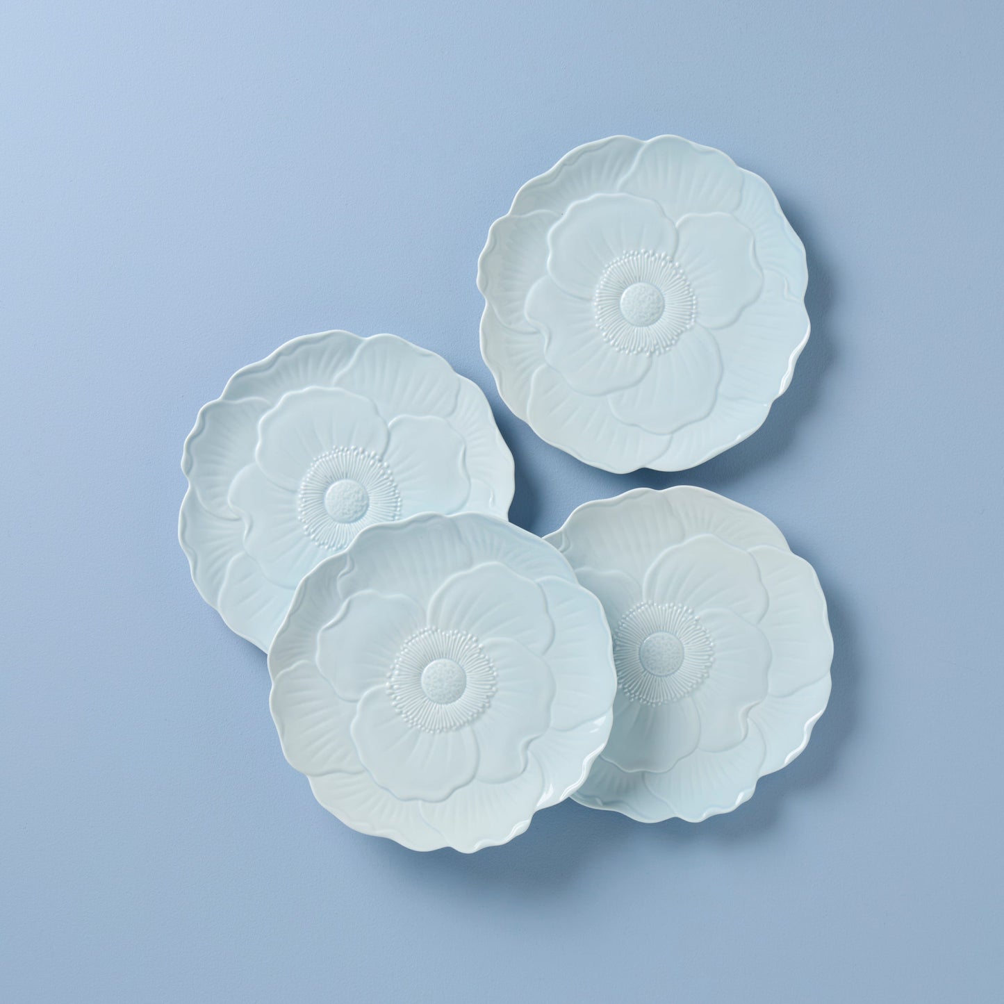 Butterfly Meadow Floral Blue Accent Plates, Set of 4