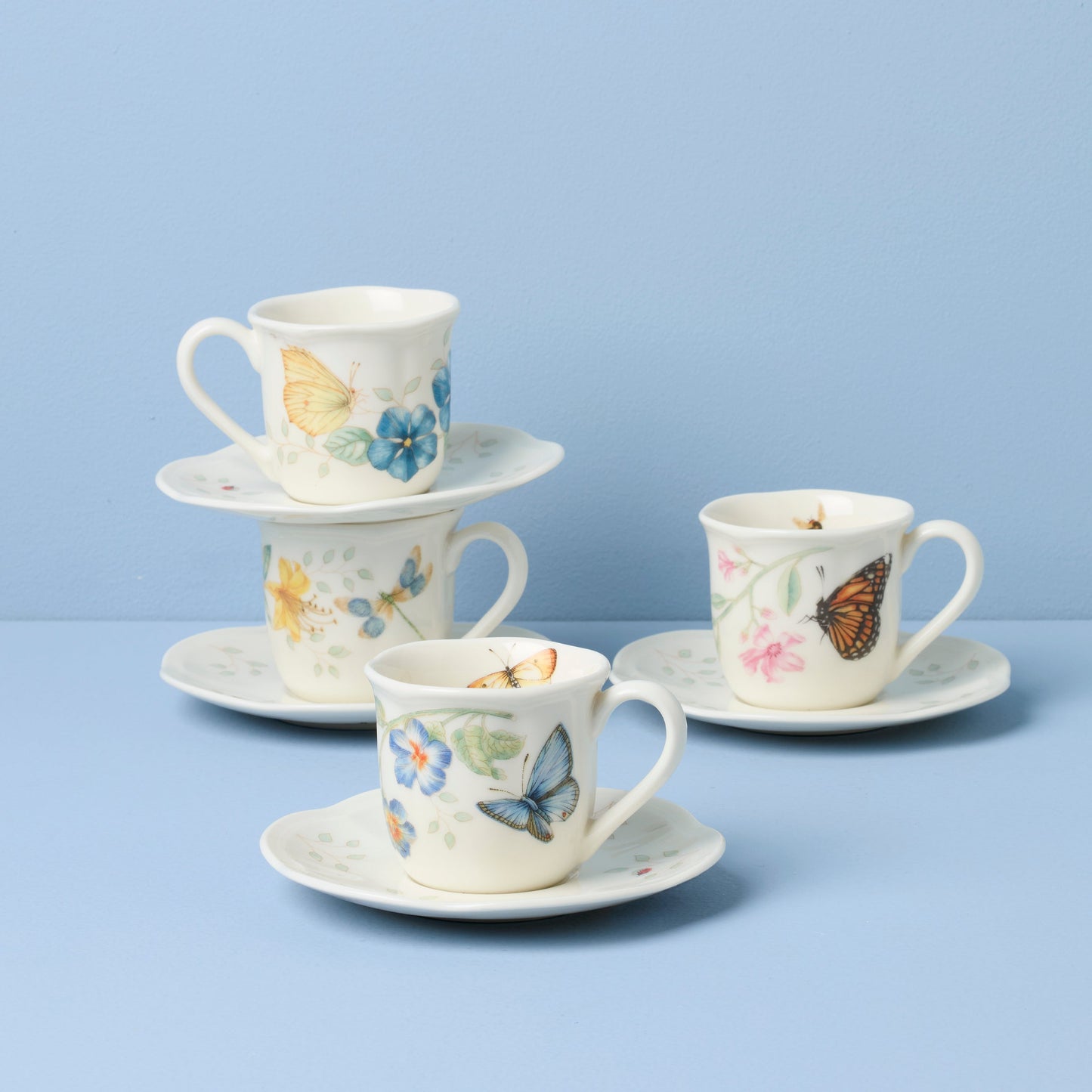 Butterfly Meadow Espresso Cup & Saucers, Set of 4