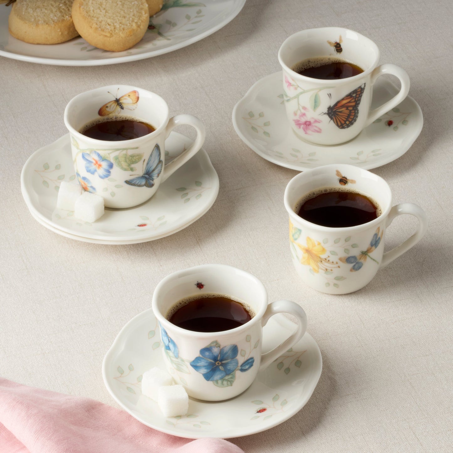 Butterfly Meadow Espresso Cup & Saucers, Set of 4
