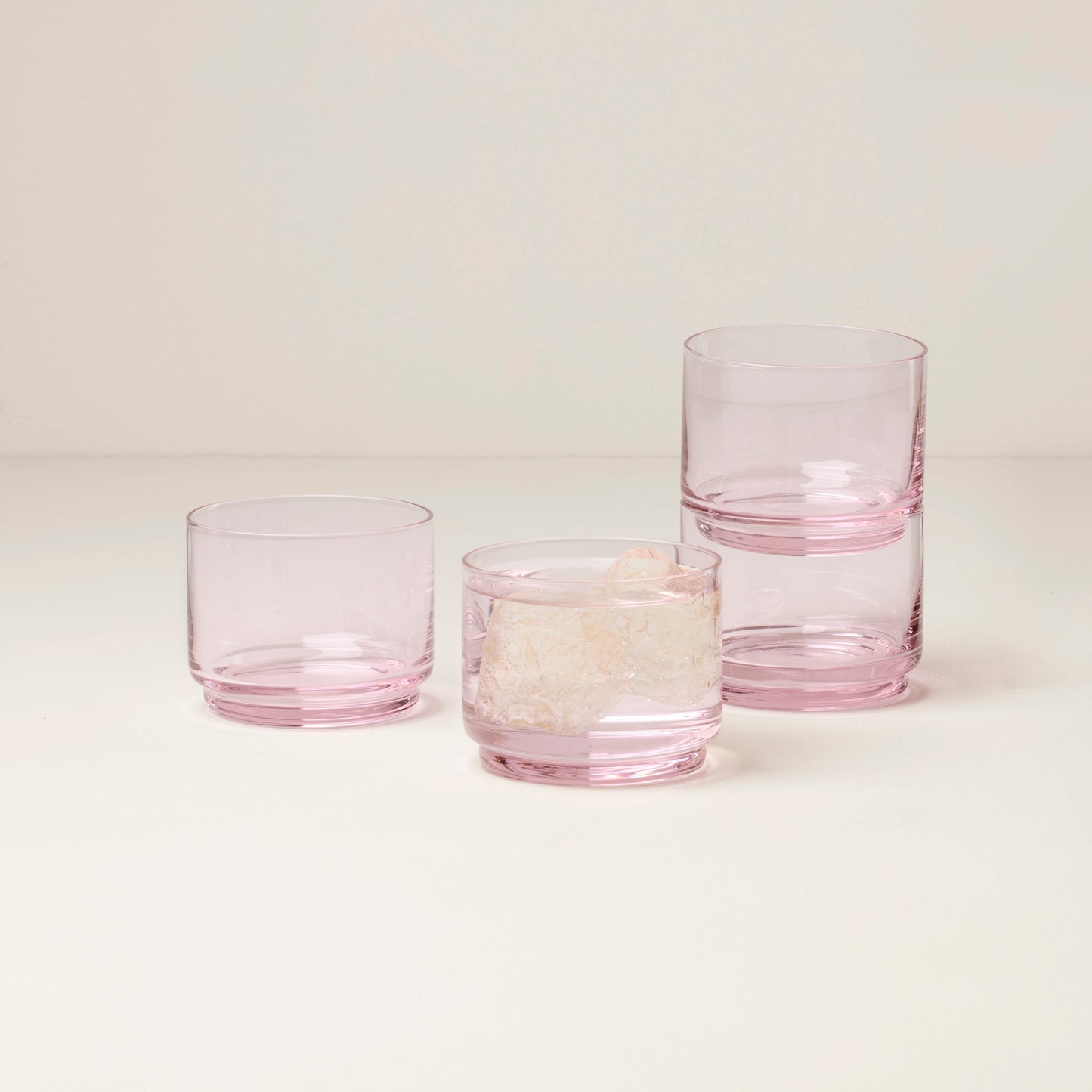 Tuscany Stackable Blush Short Glasses, Set of 4