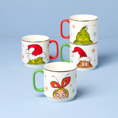 Merry Grinchmas Stackable Mugs, Set of 4