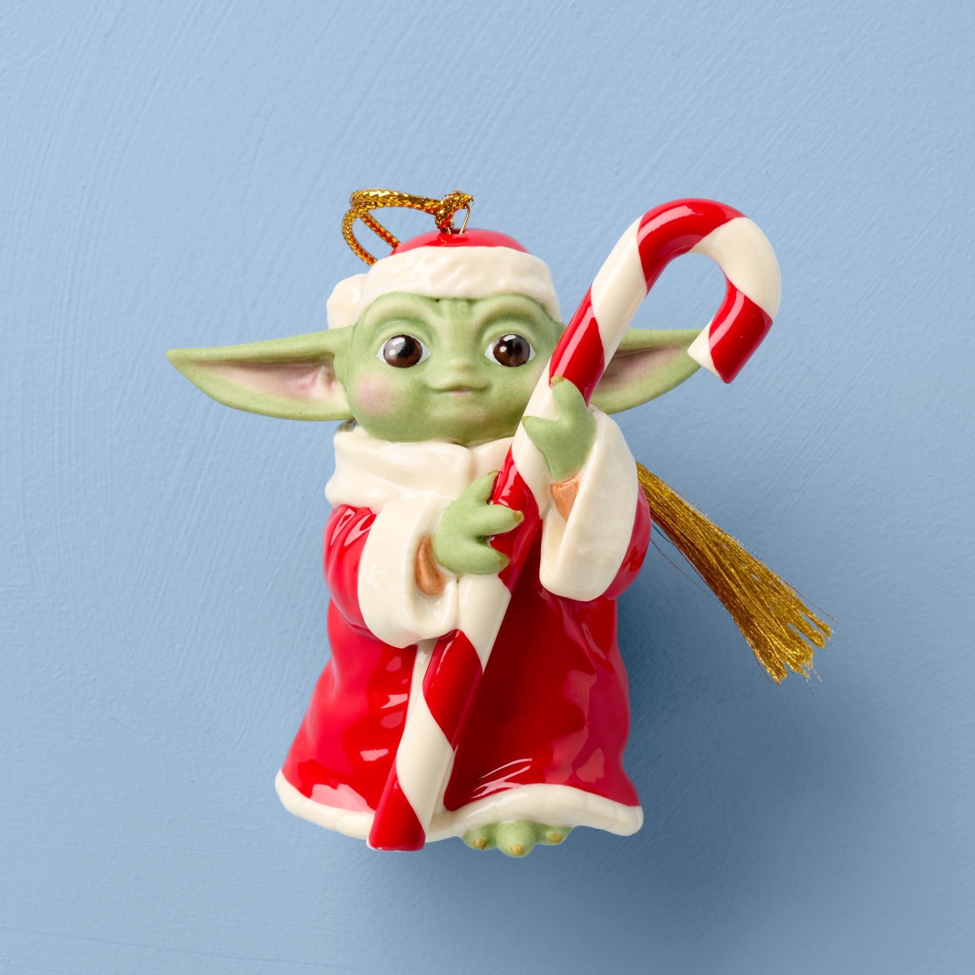 Grogu with Candy Cane Ornament