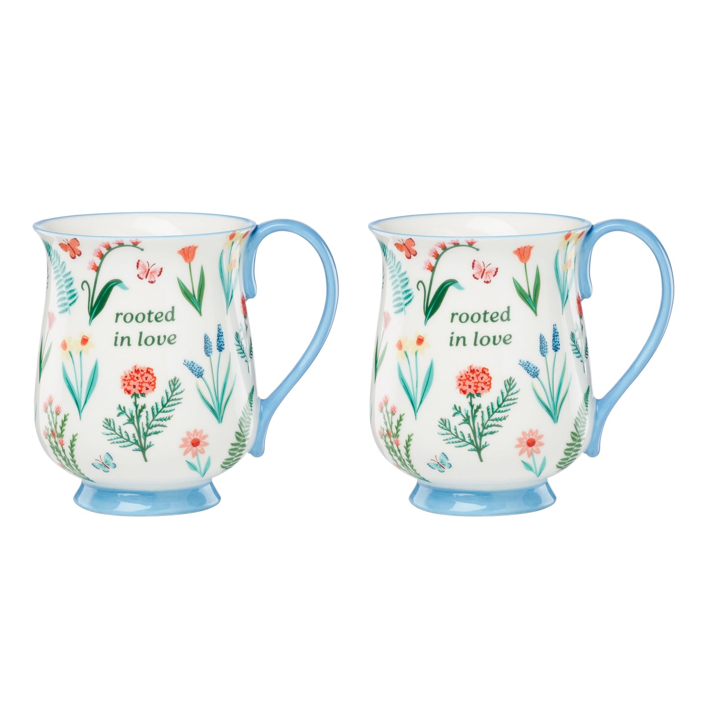 First Blooms Blue Mugs, Set of 2