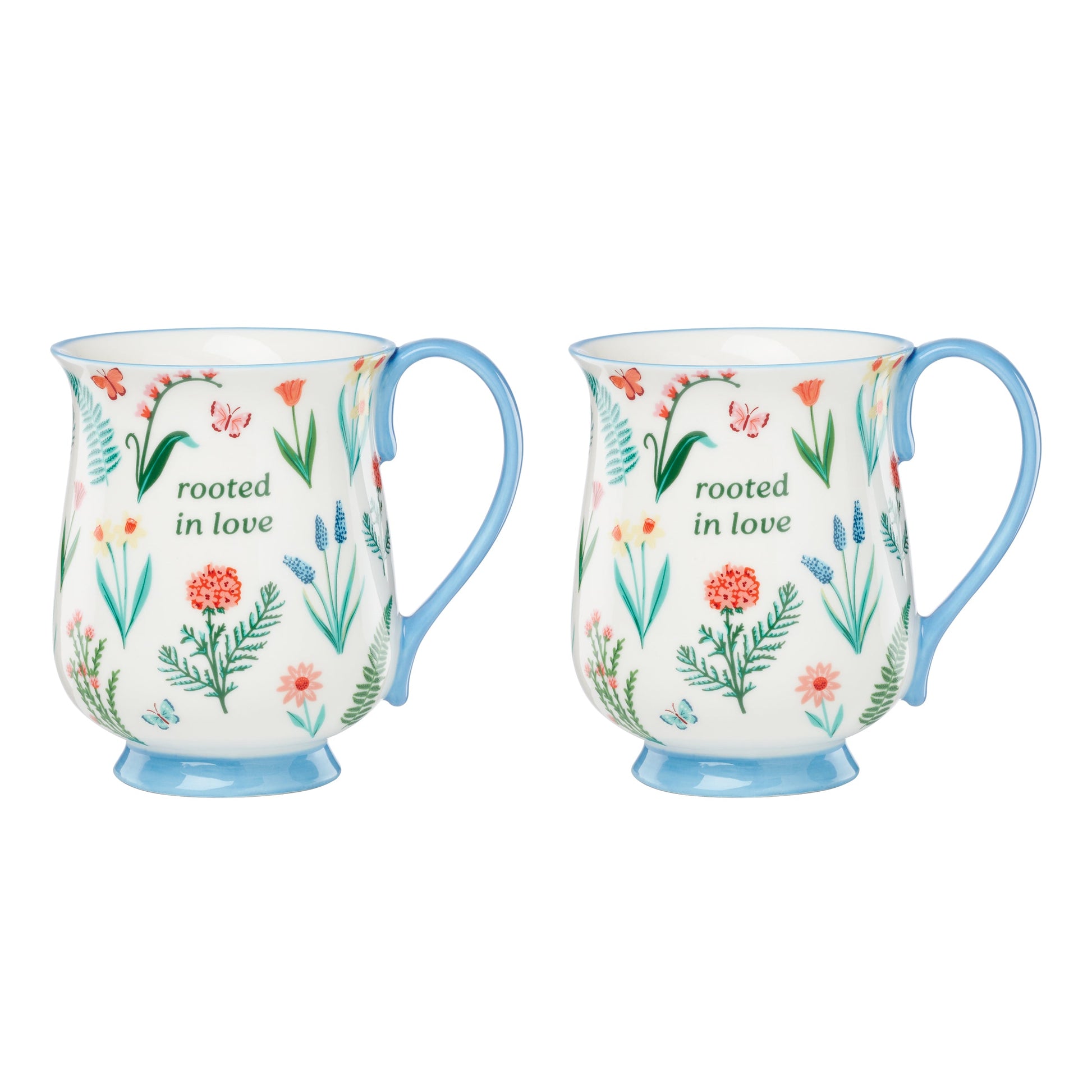 First Blooms Blue Mugs, Set of 2