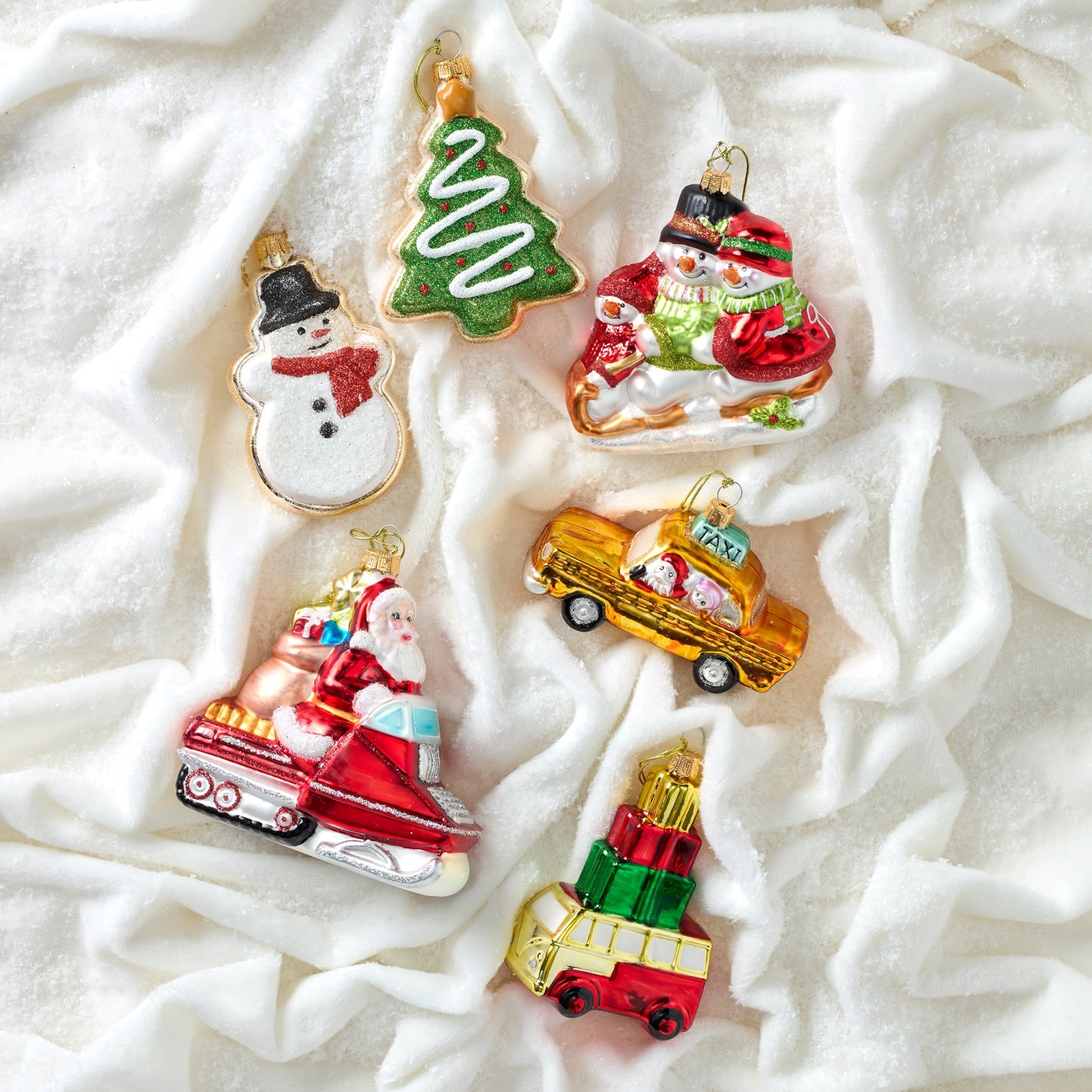 Retro Blown Glass Santa on Snowmobile Ornament