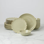 French Perle Scallop Matcha 24-Piece Dinnerware Set