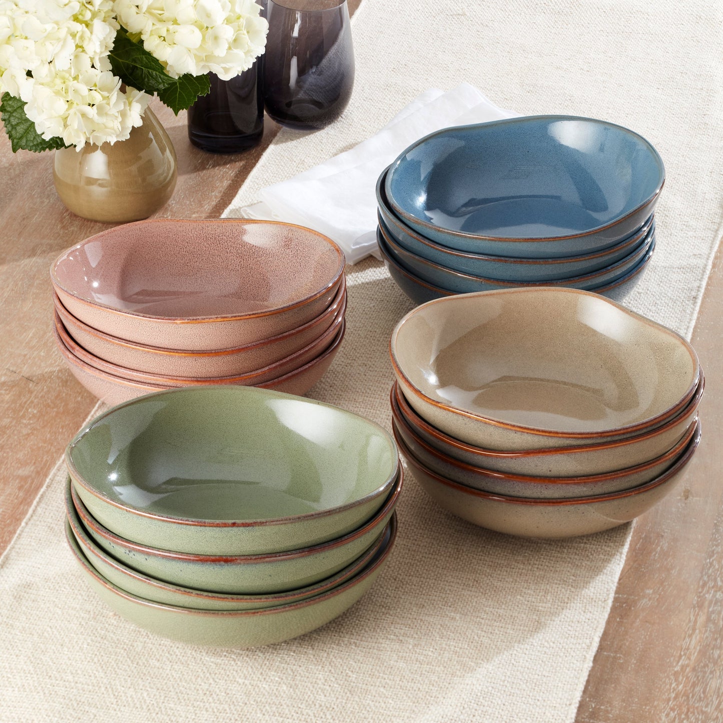 Organic Shades Slate Blue Pasta Bowls, Set of 4
